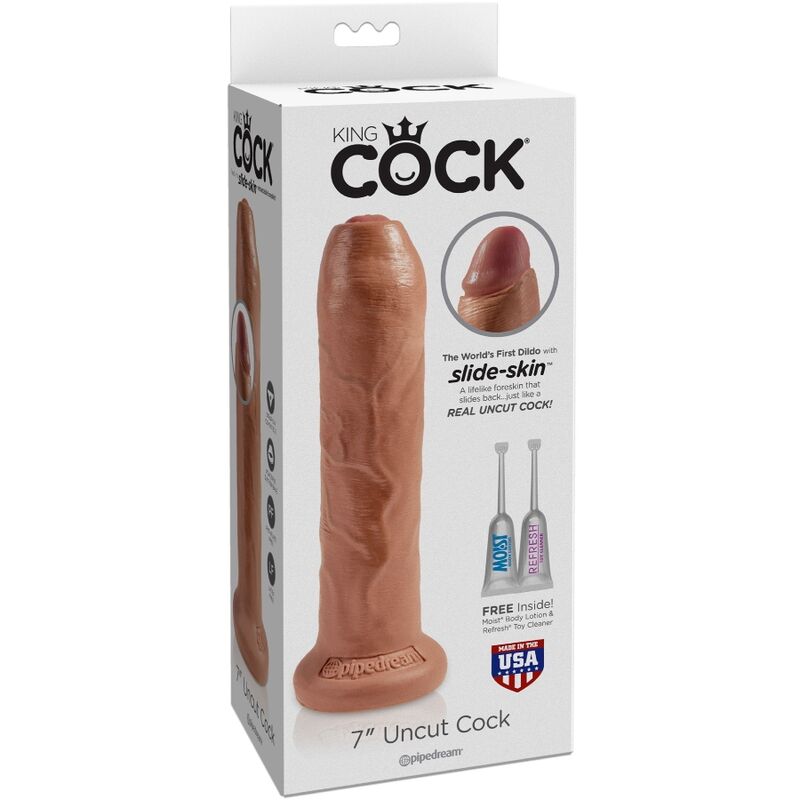 KING COCK - REALISTIC PENIS WITH FORESPUCE 17.8 CM CANDY