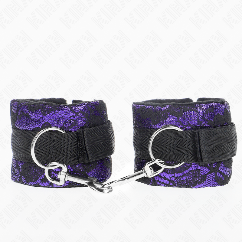 KINK - BRACCIALETTI CORTI CON PIZZO DI VELLUTO E BORDO IN NYLON VIOLA/NERO 23 X 6,5 CM