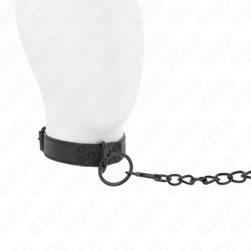 KINK - COLLAR WITH LEASH 65 CM DARK ADJUSTABLE 37-54 CM X 3 CM