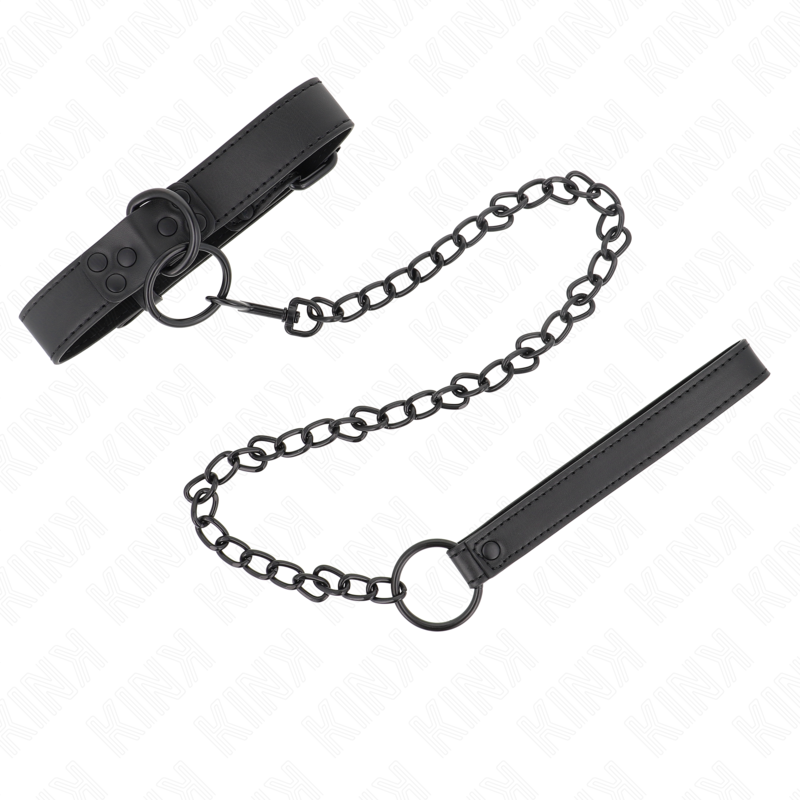 KINK - COLLAR WITH LEASH 65 CM DARK ADJUSTABLE 37-54 CM X 3 CM