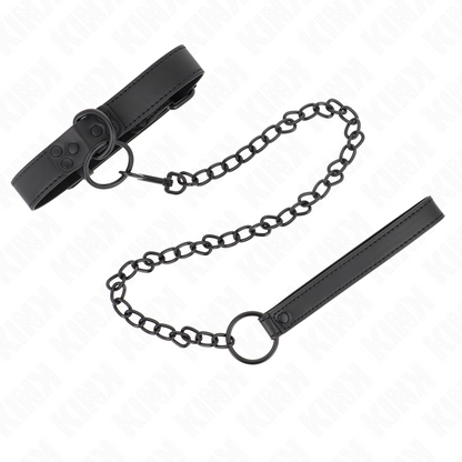 KINK - COLLAR WITH LEASH 65 CM DARK ADJUSTABLE 37-54 CM X 3 CM