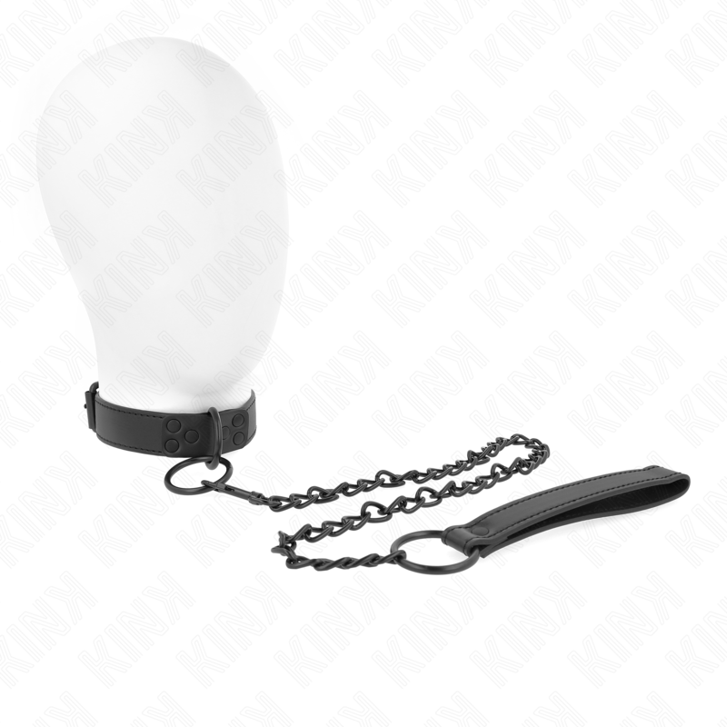 KINK - COLLAR WITH LEASH 65 CM DARK ADJUSTABLE 37-54 CM X 3 CM