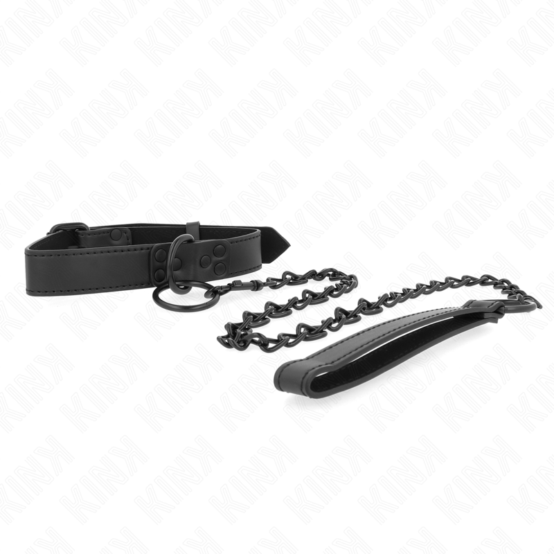 KINK - COLLAR WITH LEASH 65 CM DARK ADJUSTABLE 37-54 CM X 3 CM